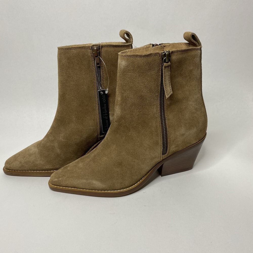 HOUSE OF HARLOW 1960 Womens Sz 8‎ Brown Suede Western Booties Block Heel Cowgirl